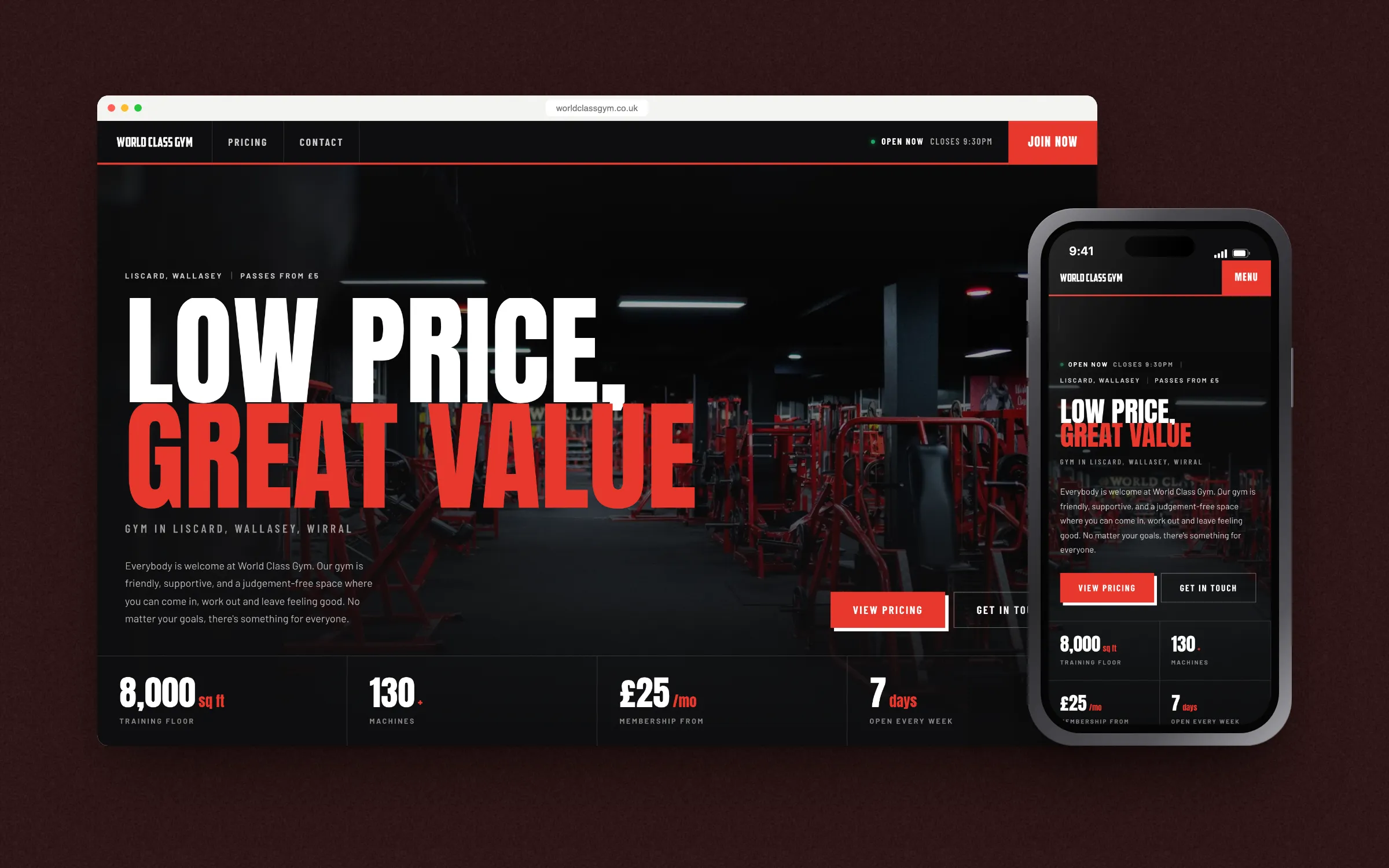 World Class Gym on desktop and phone